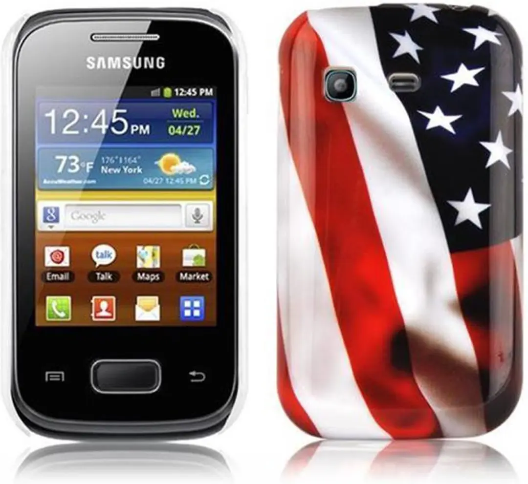 Cadorabo Hoesje geschikt voor Samsung Galaxy POCKET met STARS AND STRIPES opdruk