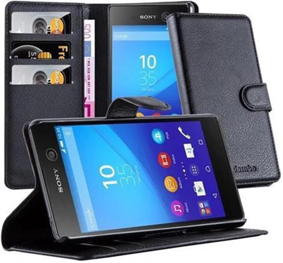 Cadorabo Hoesje geschikt voor Sony Xperia M5 in PHANTOM ZWART