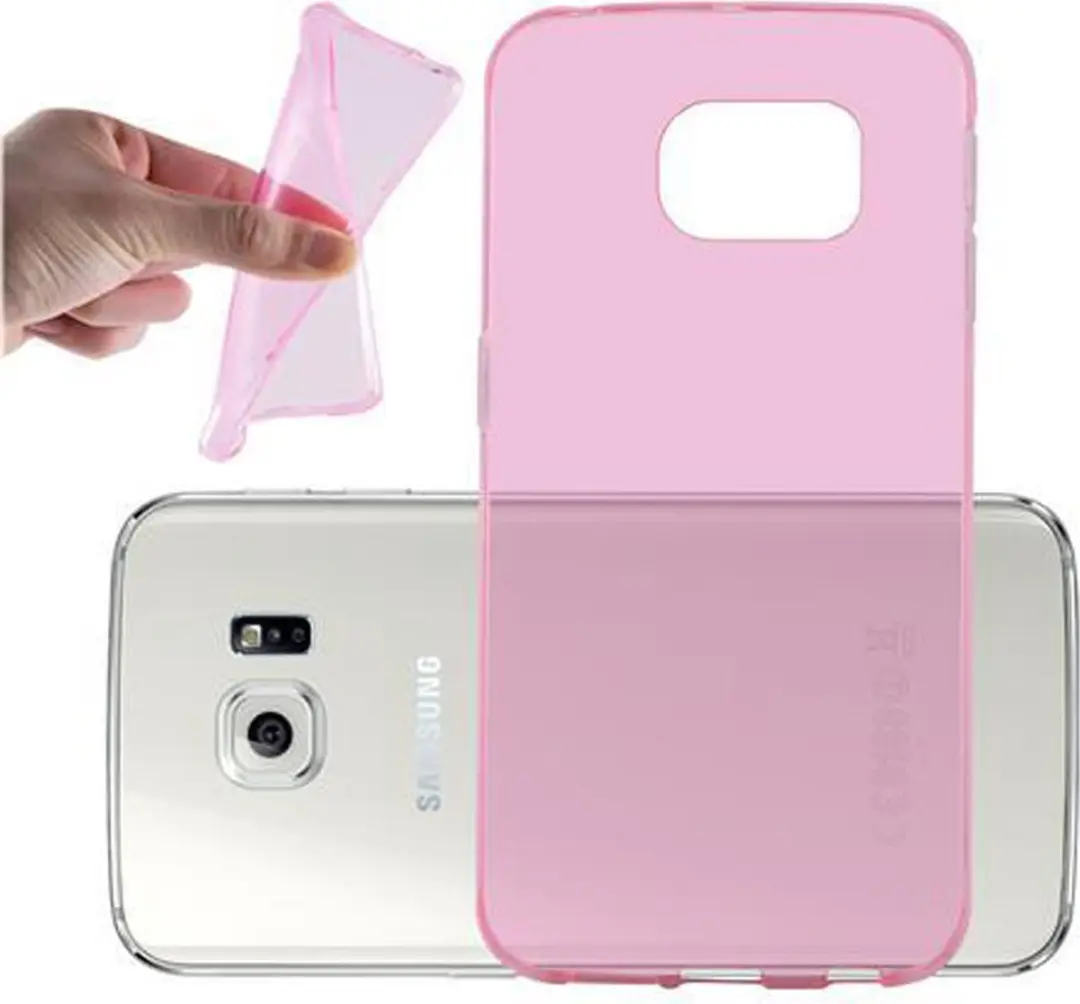 Cadorabo Hoesje geschikt voor Samsung Galaxy S6 EDGE in TRANSPARANT ROZE