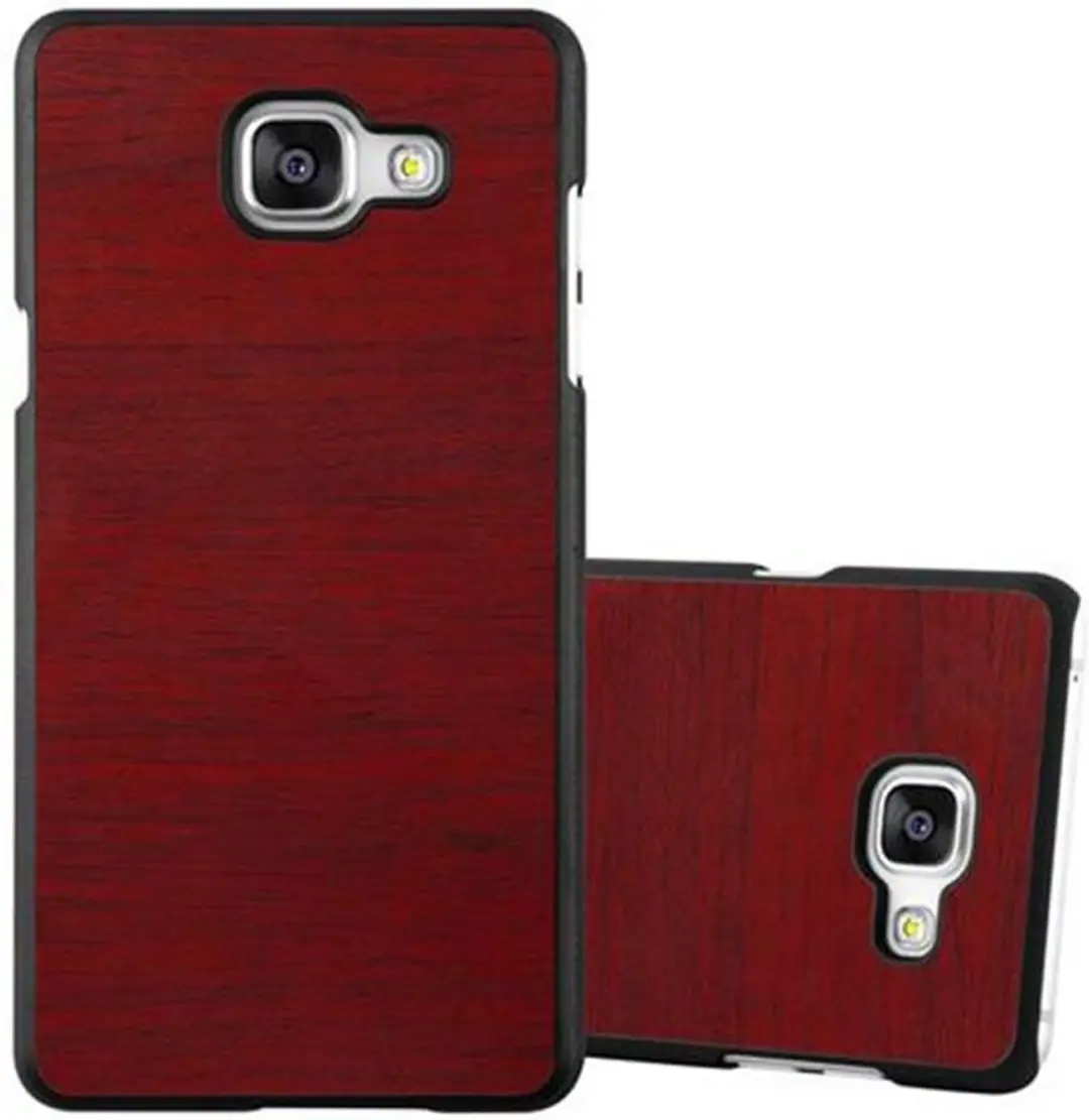 Cadorabo Hoesje geschikt voor Samsung Galaxy A3 2016 in WOODY ROOD - Hard Case Cover beschermhoes in houtlook tegen krassen en stoten