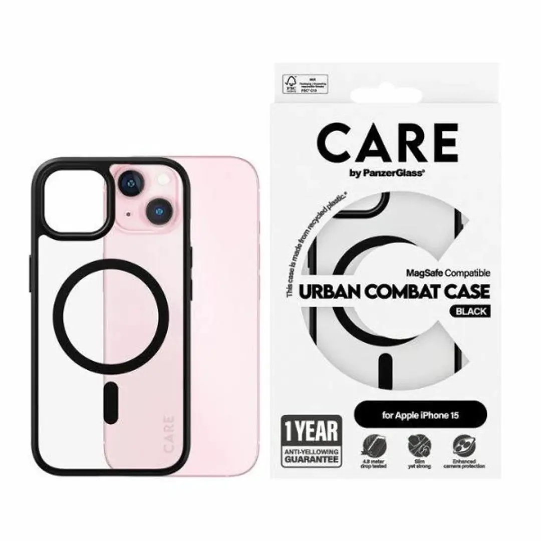CARE by PanzerGlass Flagship Case Urban Combat iPhone 15 - Transparant - afbeelding 2 van 6
