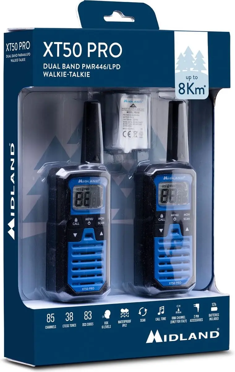 Midland XT50 PRO C1464 Portofoonset - 2 stuks - Blauw - afbeelding 6 van 6