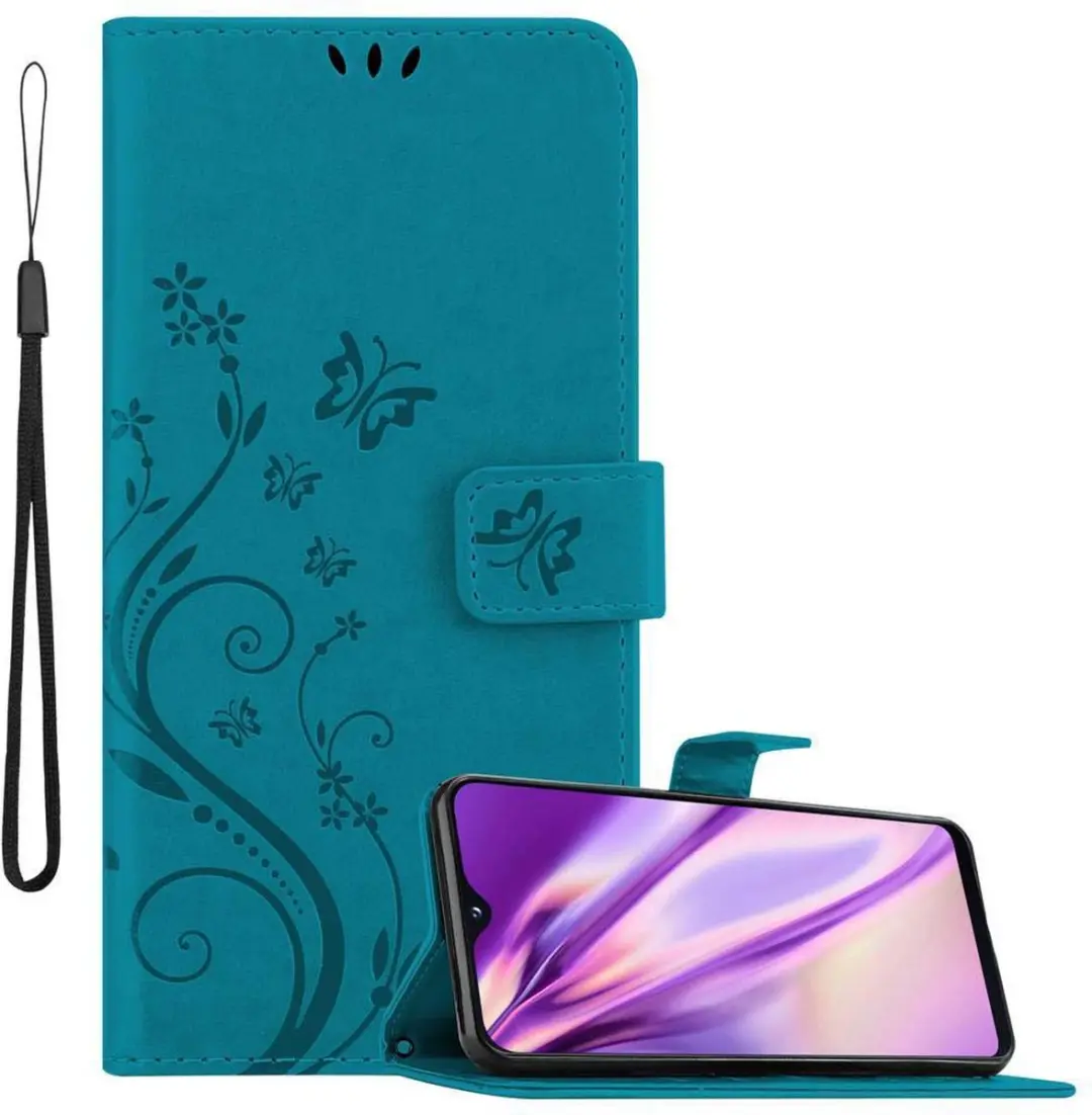 Cadorabo Hoesje geschikt voor Samsung Galaxy A10e / A20e in BLOEMEN BLAUW