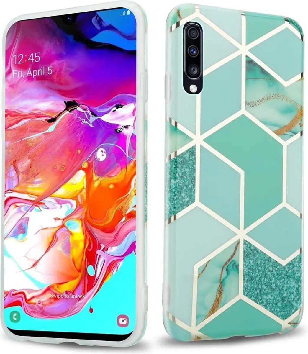 Cadorabo Hoesje geschikt voor Samsung Galaxy A70 / A70s in Groen Lichtgroen Goud