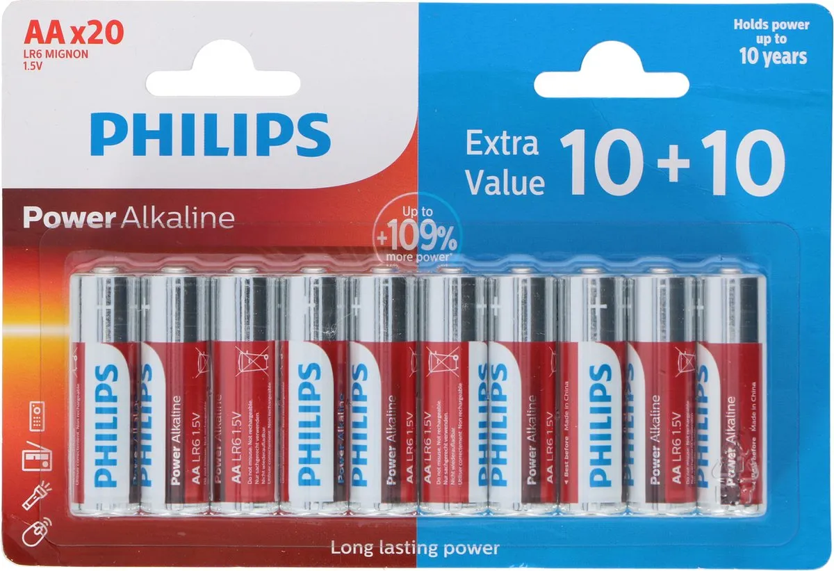Philips Power Alkaline AA Batterijen