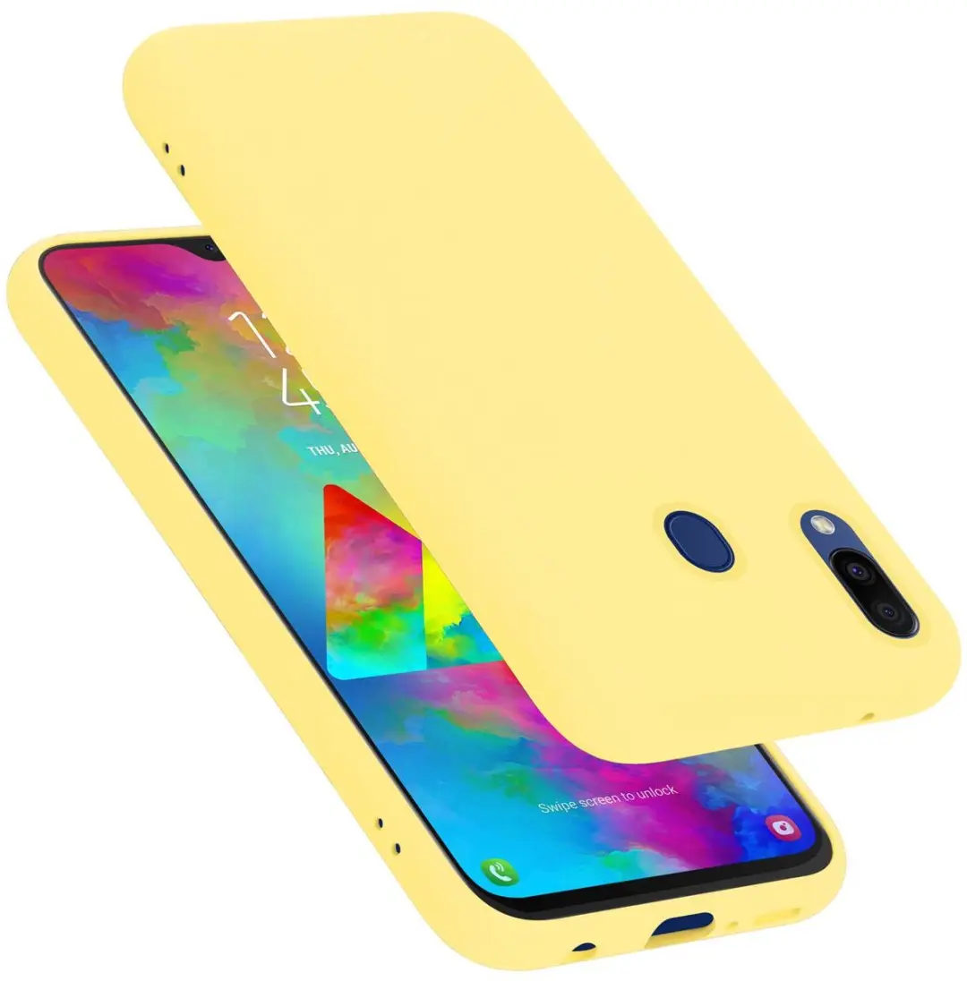 Cadorabo Hoesje geschikt voor Samsung Galaxy M20 in LIQUID GEEL