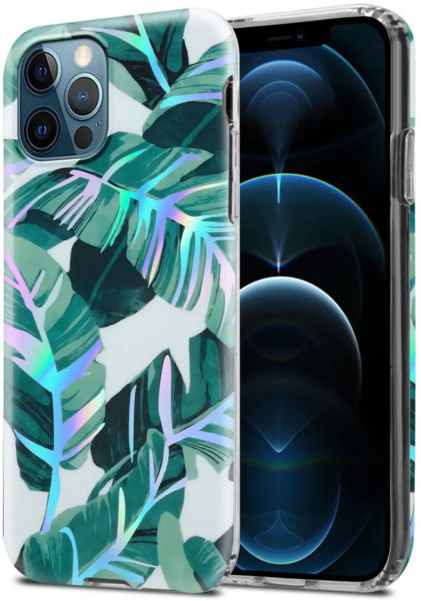 Cadorabo Hoesje geschikt voor Apple iPhone 12 PRO MAX in BANANEN BLADEREN