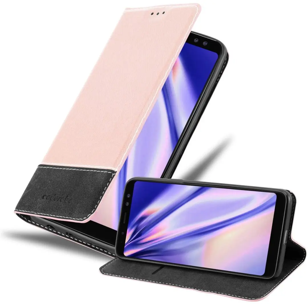 Cadorabo Hoesje geschikt voor Samsung Galaxy A8 2018 in ROSE GOUD ZWART