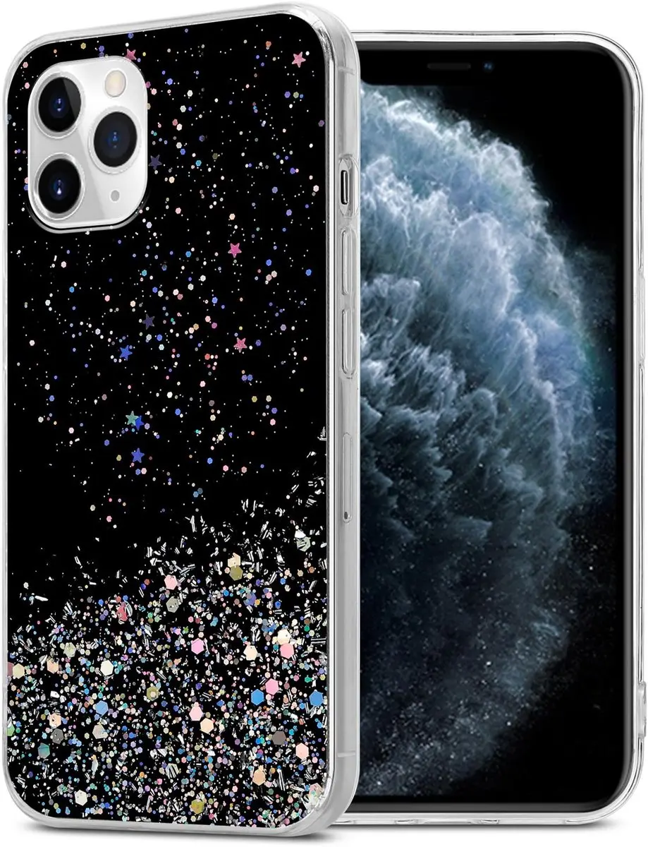 Cadorabo Hoesje geschikt voor Apple iPhone 11 in Zwart met Glitter