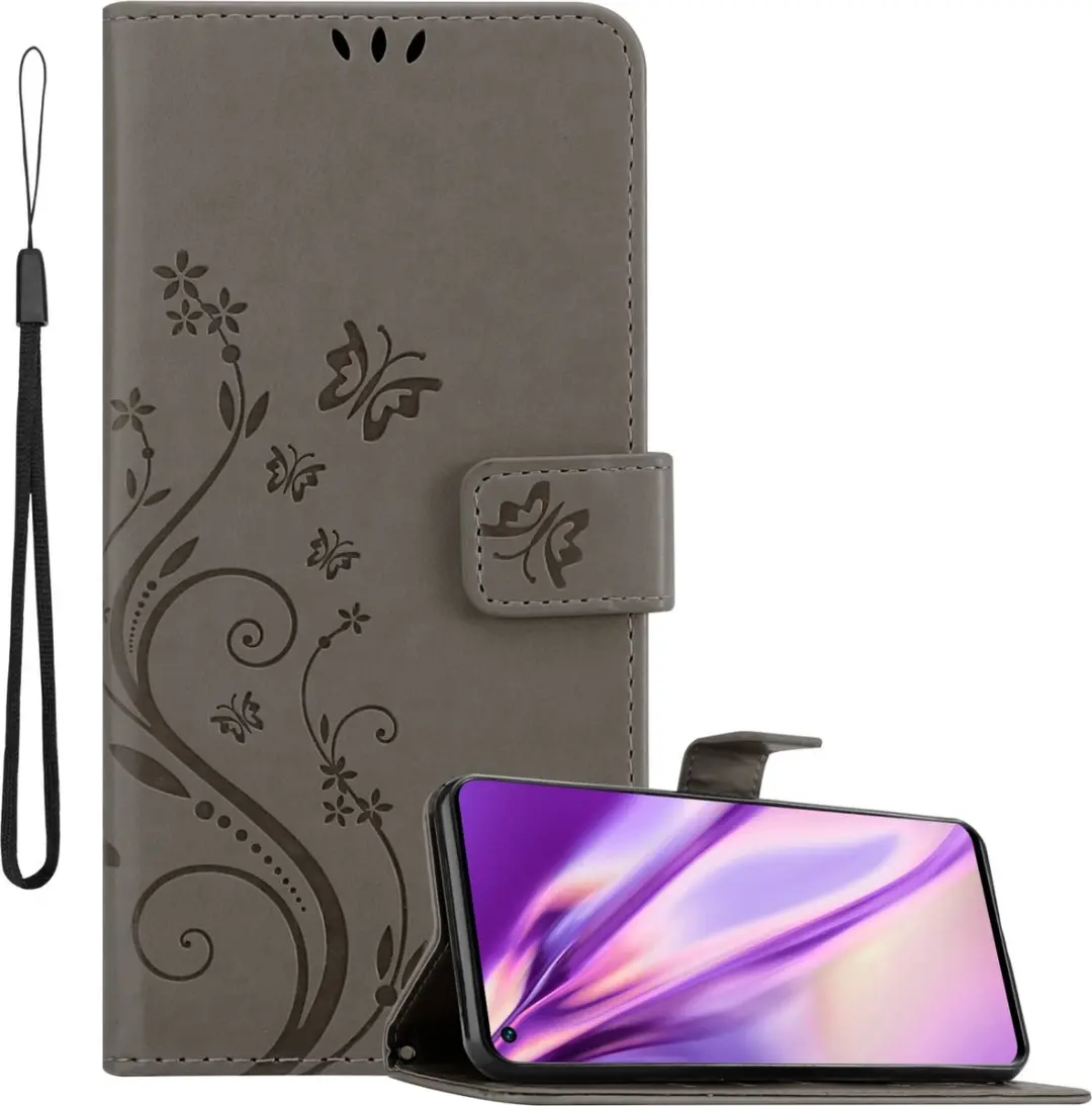 Cadorabo Hoesje geschikt voor Oppo FIND X3 NEO in BLOEMEN GRIJS