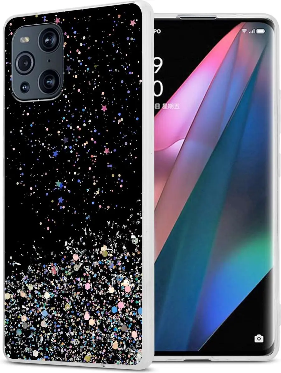 Cadorabo Hoesje geschikt voor Oppo FIND X3 PRO in Zwart met Glitter