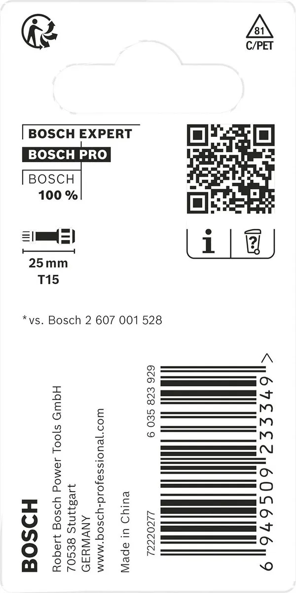 Bosch Professional PRO Torx Slagmoerbeitel T15 2-delig