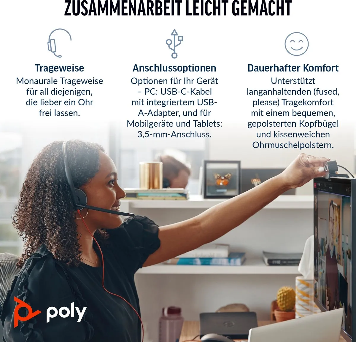 HP Poly Blackwire 3315 USB-C Headset - Zwart