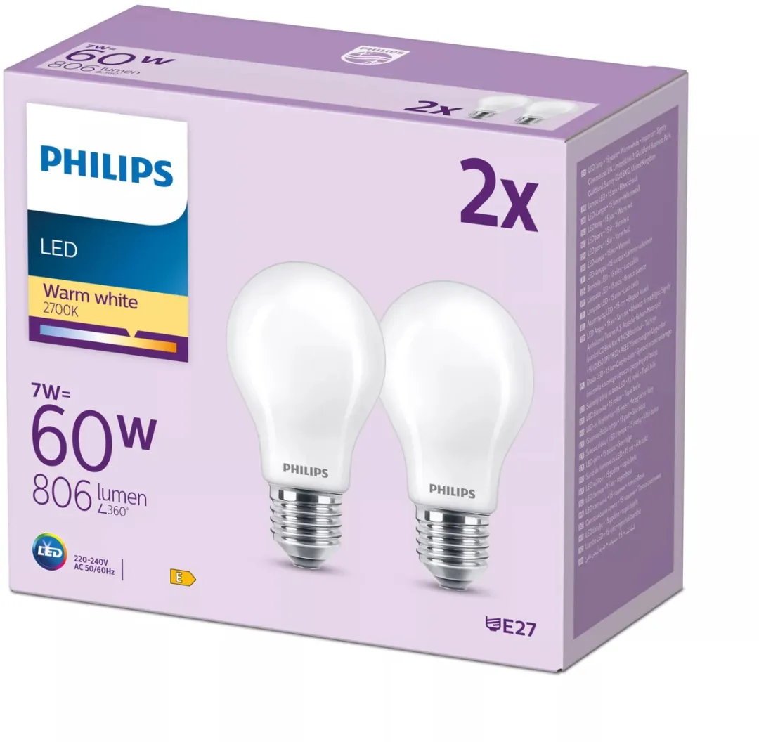 Philips LED Lamp Mat E27 7W Warmwit