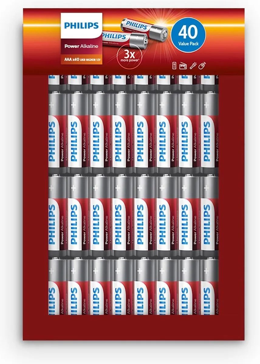 Philips Power Alkaline - AAA Batterijen - 40 stuks
