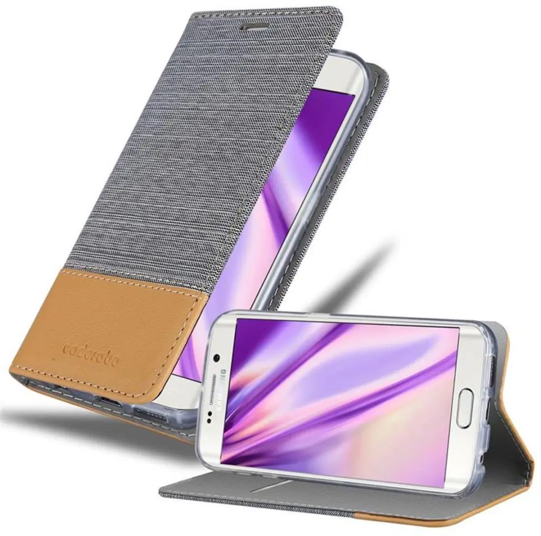 Cadorabo Hoesje geschikt voor Samsung Galaxy S6 EDGE in LICHTGRIJS BRUIN