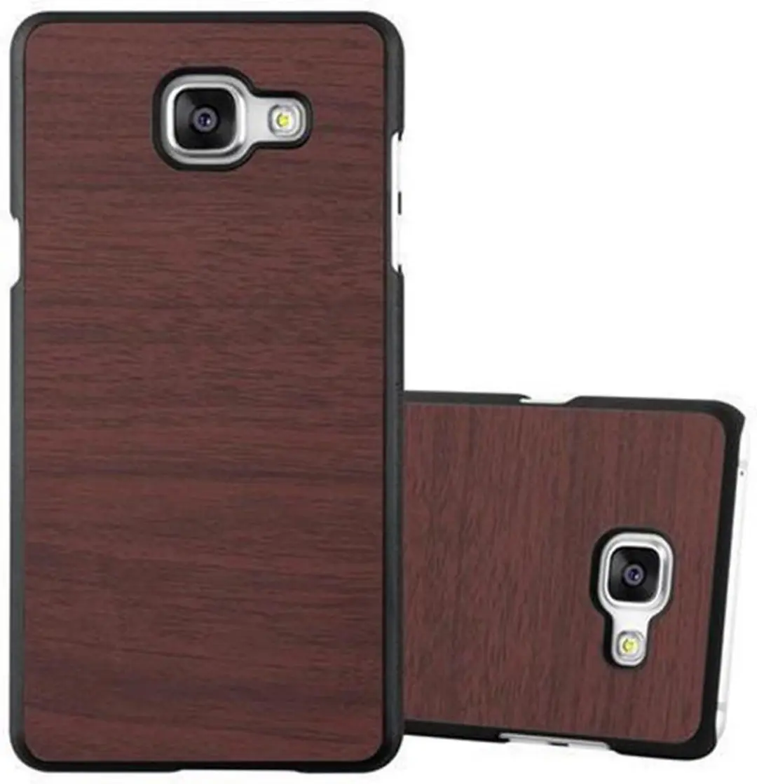 Cadorabo Hoesje geschikt voor Samsung Galaxy A3 2016 in WOODY KOFFIE - Hard Case Cover beschermhoes in houtlook tegen krassen en stoten