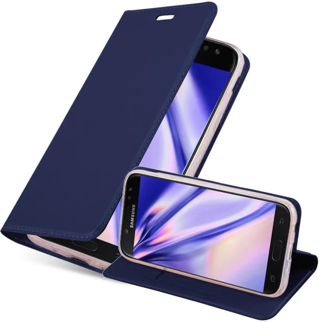 Cadorabo Hoesje geschikt voor Samsung Galaxy J3 2017 in CLASSY DONKER BLAUW