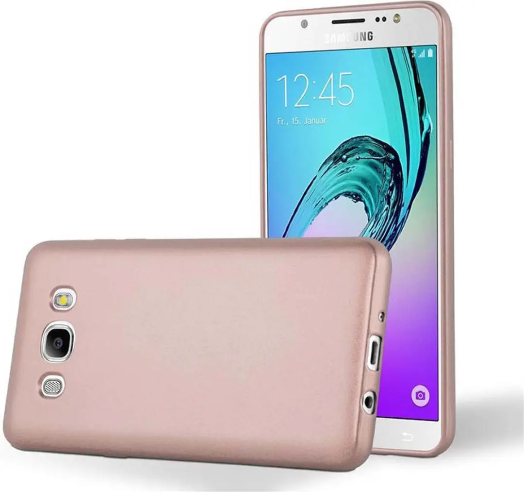 Cadorabo Hoesje geschikt voor Samsung Galaxy J7 2016 in METALLIC ROSE GOUD