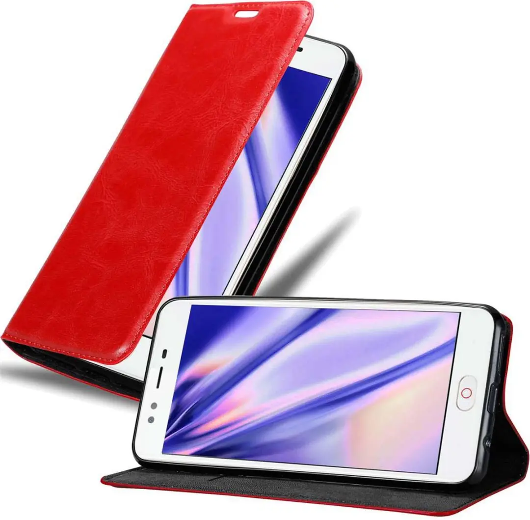 Cadorabo Hoesje geschikt voor ZTE Nubia M2 LITE in APPEL ROOD - Beschermhoes met magnetische sluiting, standfunctie en kaartvakje Book Case Cover Etui