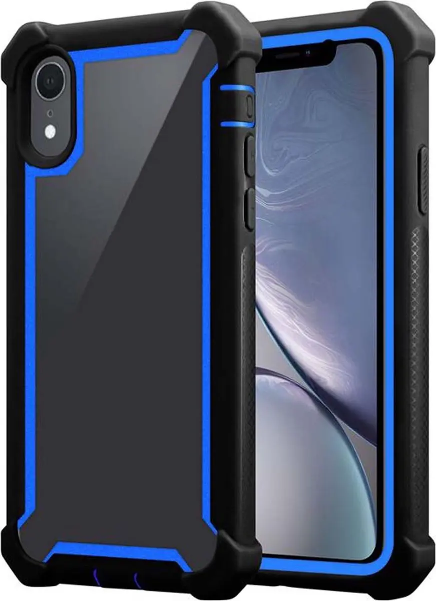 Cadorabo Hoesje geschikt voor Apple iPhone XR in BLAUW ZWART