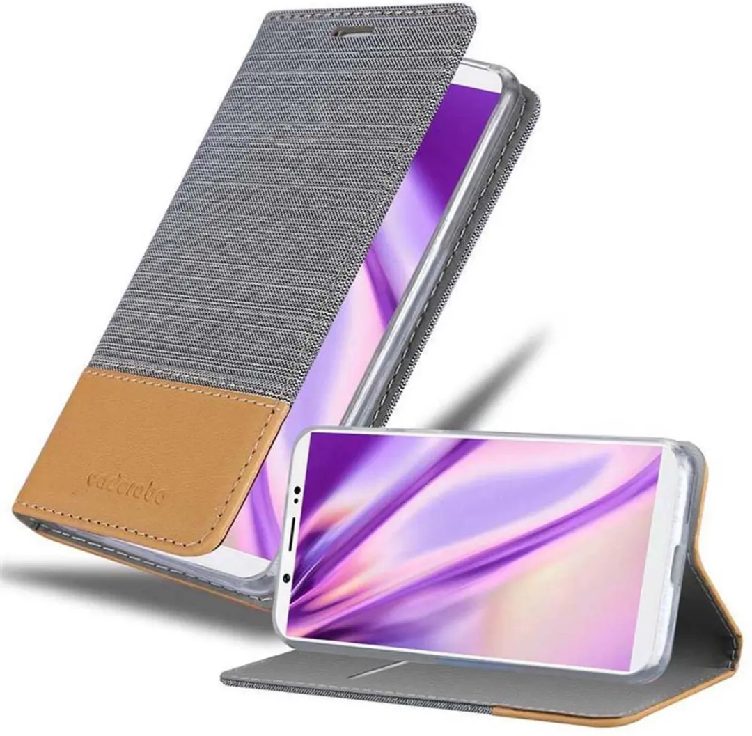 Cadorabo Hoesje geschikt voor Vivo V7 PLUS in LICHTGRIJS BRUIN - Beschermhoes met magnetische sluiting, standfunctie en kaartvakje Book Case Cover Etui