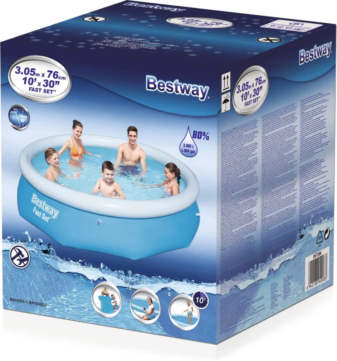 Bestway Fast Set Pool 305cm x 76cm - Blauw - afbeelding 2 van 6