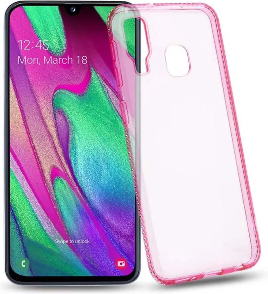 Cadorabo Hoesje geschikt voor Samsung Galaxy A40 in TRANSPARANT ROZE