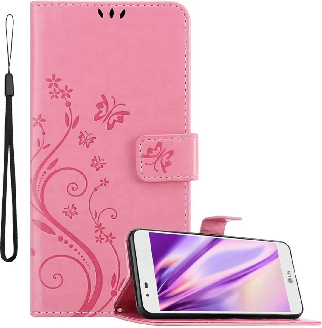 Cadorabo Hoesje geschikt voor LG K7 2016 in BLOEMEN ROZE