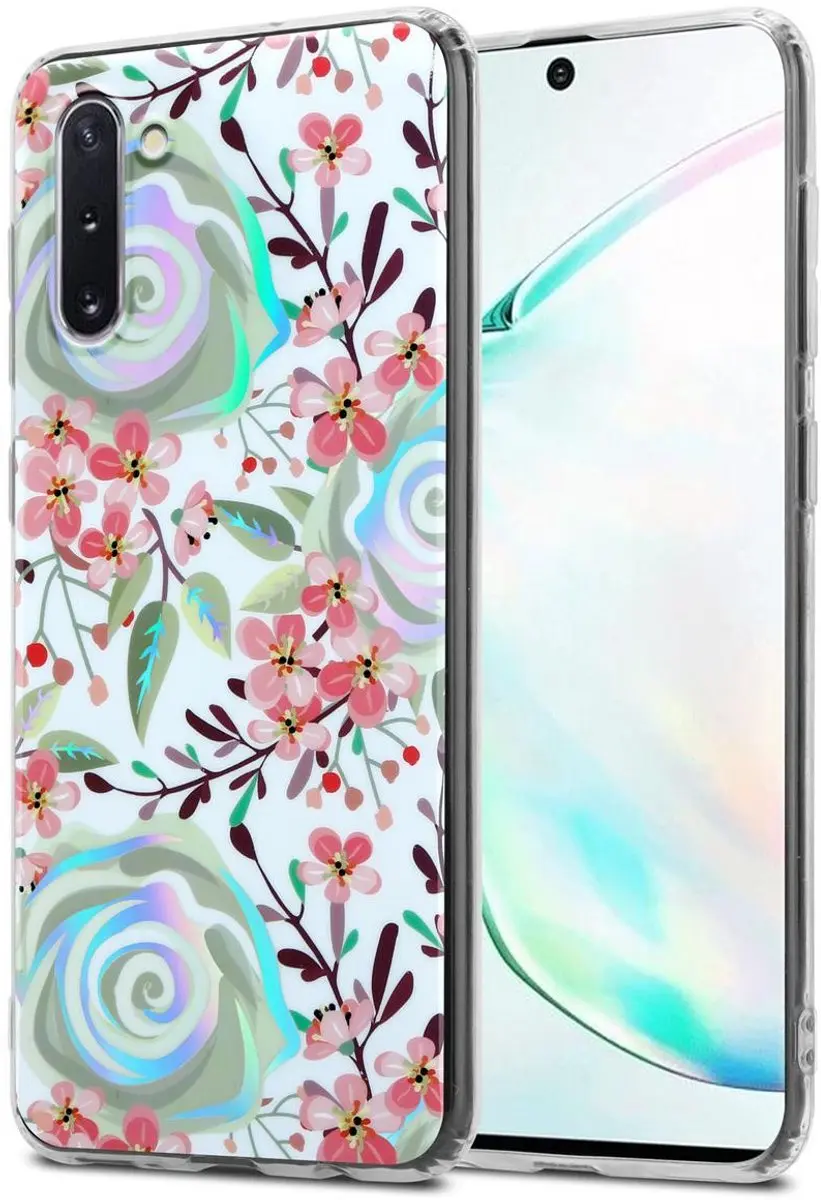 Cadorabo Hoesje geschikt voor Samsung Galaxy NOTE 10 in PERZIK BLOESEMS