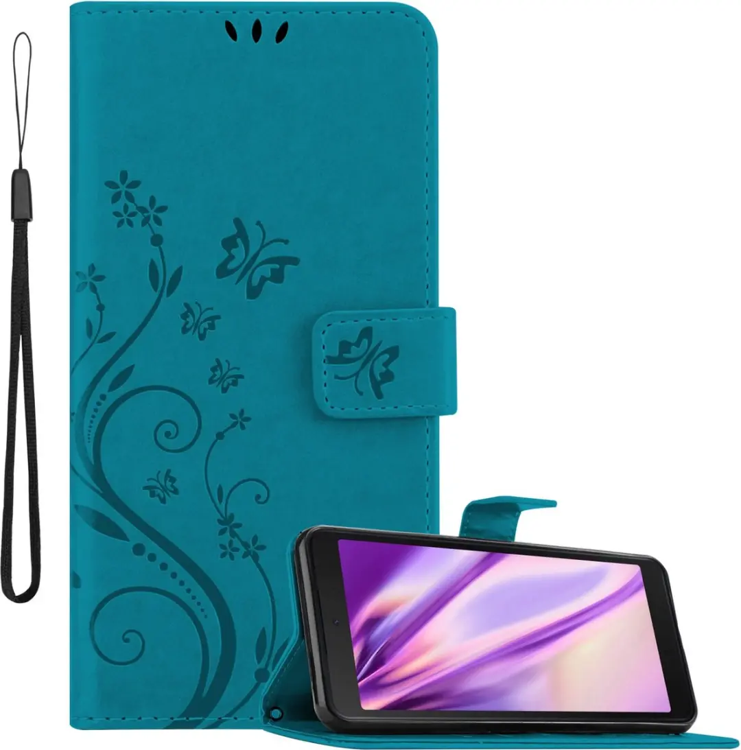 Cadorabo Hoesje geschikt voor Samsung Galaxy XCover 5 in BLOEMEN BLAUW