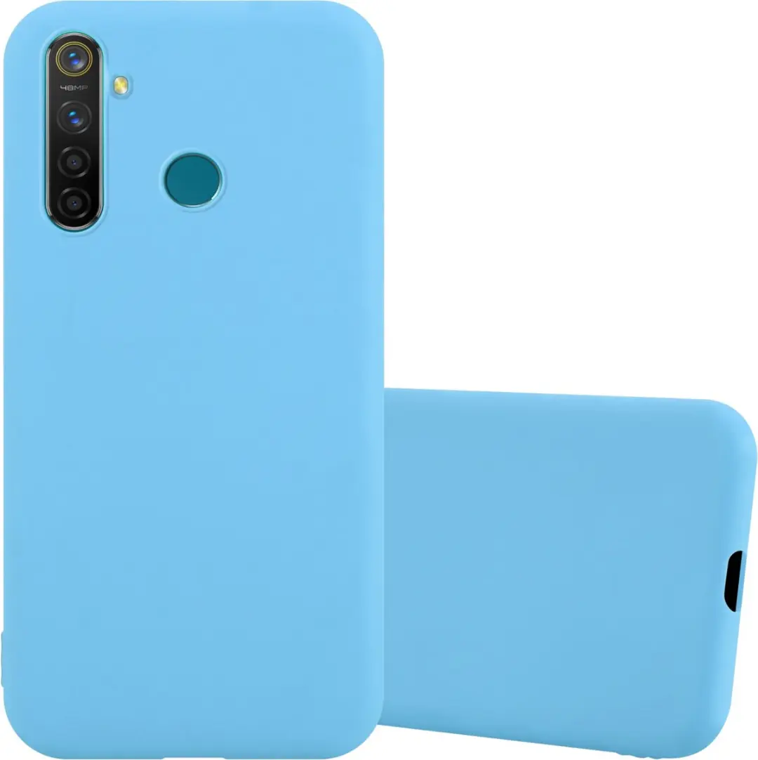 Cadorabo Hoesje geschikt voor Realme 5 PRO / Realme Q in CANDY BLAUW