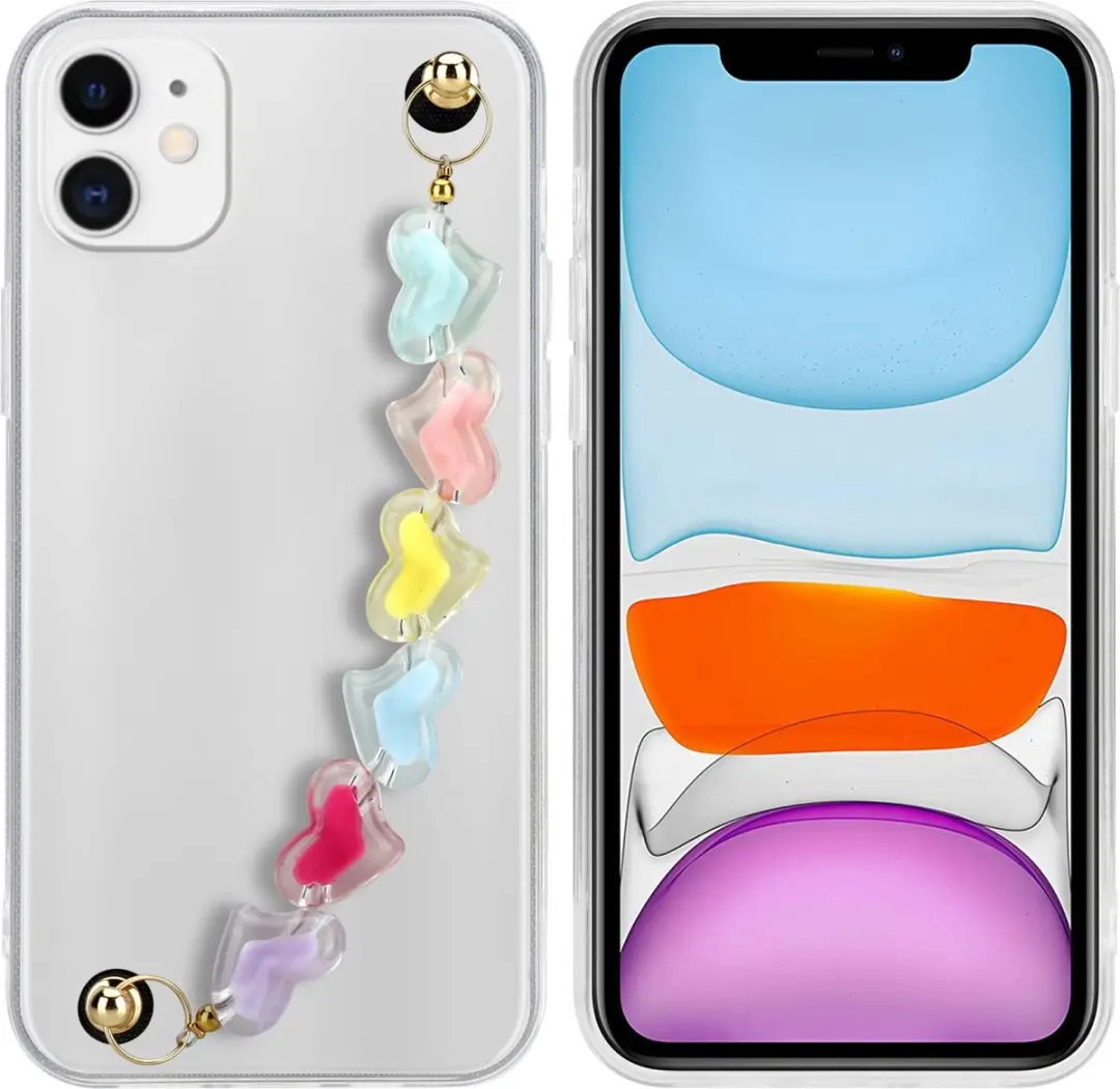 Cadorabo Hoesje geschikt voor Apple iPhone 11 in Transparant met kleurrijke hart