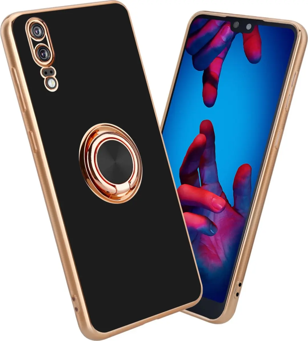 Cadorabo Hoesje geschikt voor Huawei P20 in Glossy Zwart