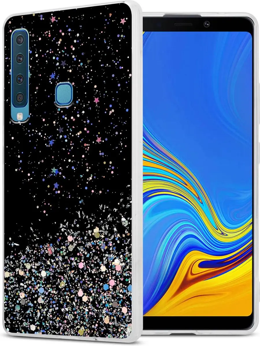 Cadorabo Hoesje geschikt voor Samsung Galaxy A9 2018 in Zwart met Glitter
