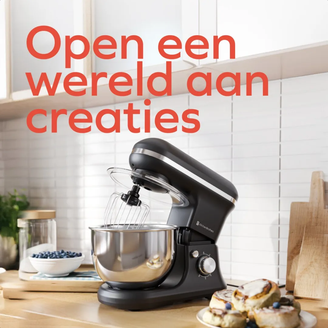 KitchenBrothers 1200W Keukenmachine - 5L - Matzwart