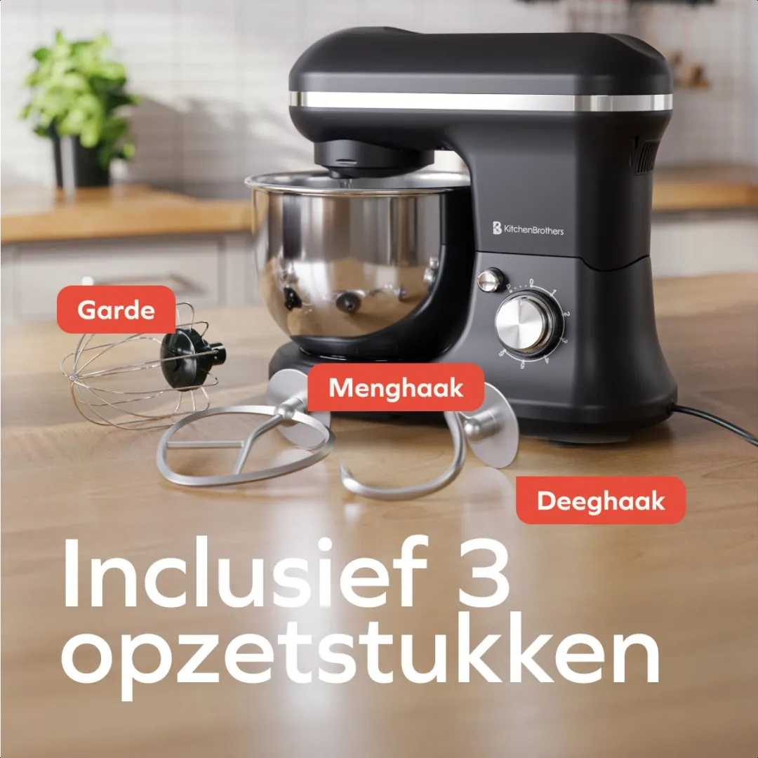 KitchenBrothers 1200W Keukenmachine - 5L - Matzwart