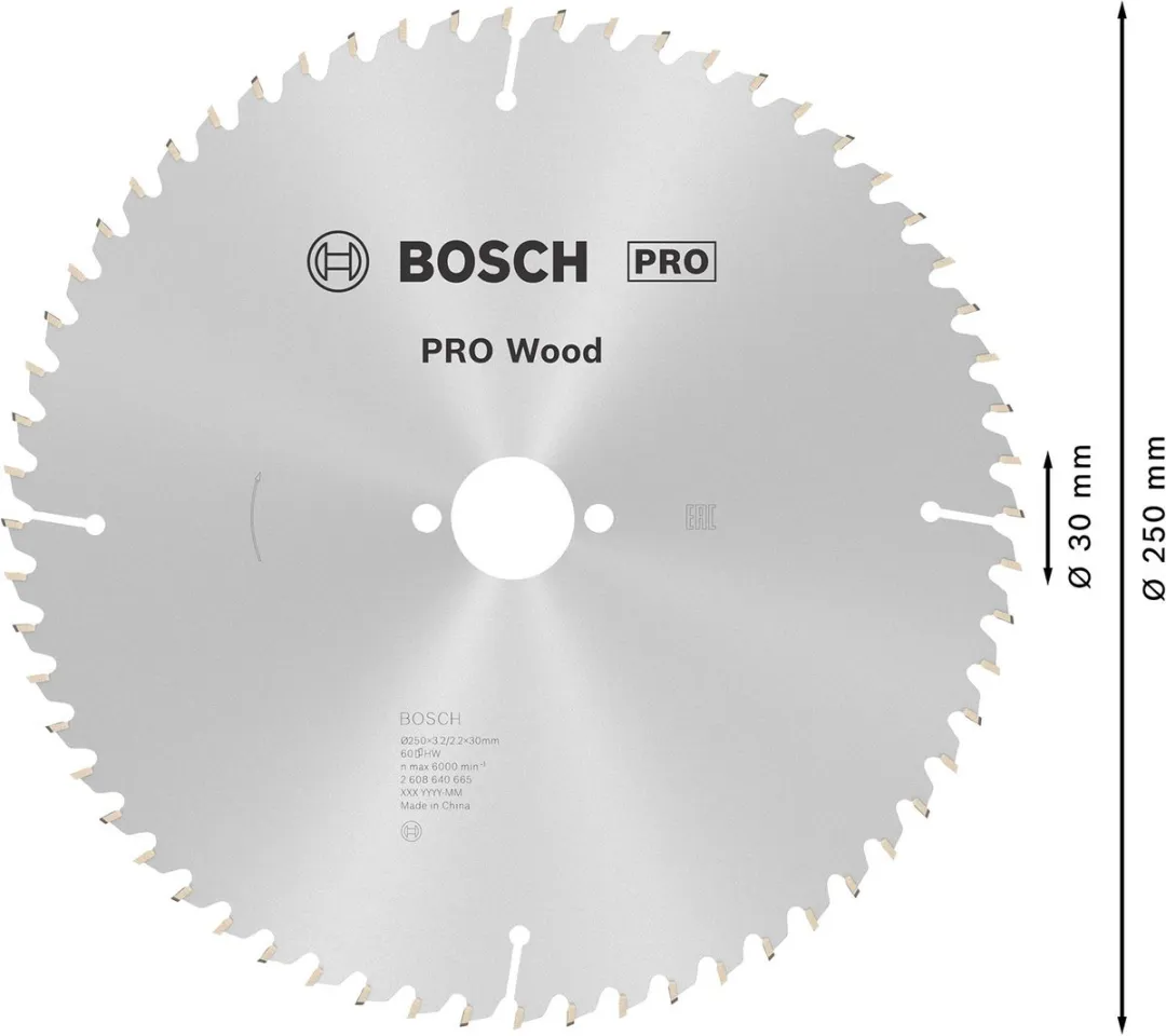 Bosch Professional CIRKZB OPT T 250X30X3,2 60T Zaagblad - Hout - Ø200mm
