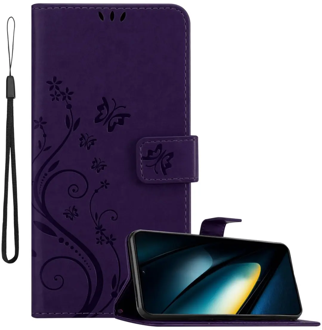 Cadorabo Hoesje geschikt voor Xiaomi Poco F6 Pro in BLOEMEN DONKER PAARS
