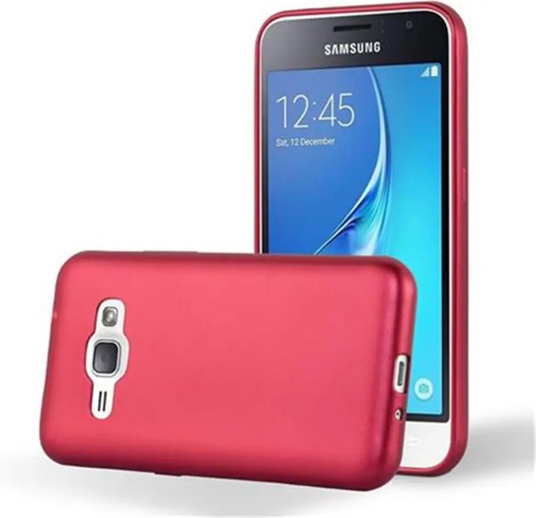 Cadorabo Hoesje geschikt voor Samsung Galaxy J1 2016 in METALLIC ROOD