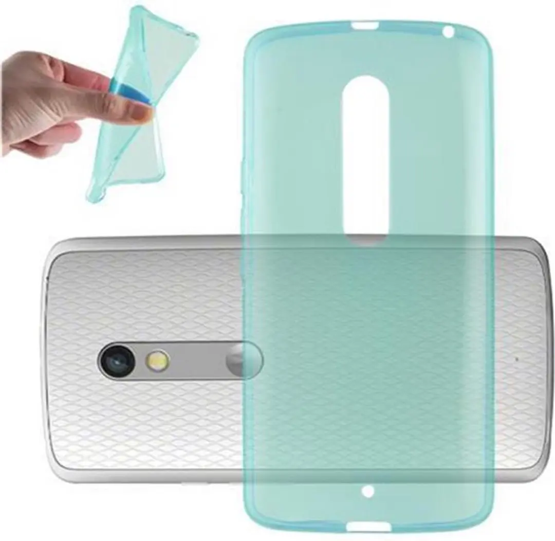 Cadorabo Hoesje geschikt voor Motorola MOTO X PLAY in TRANSPARANT BLAUW