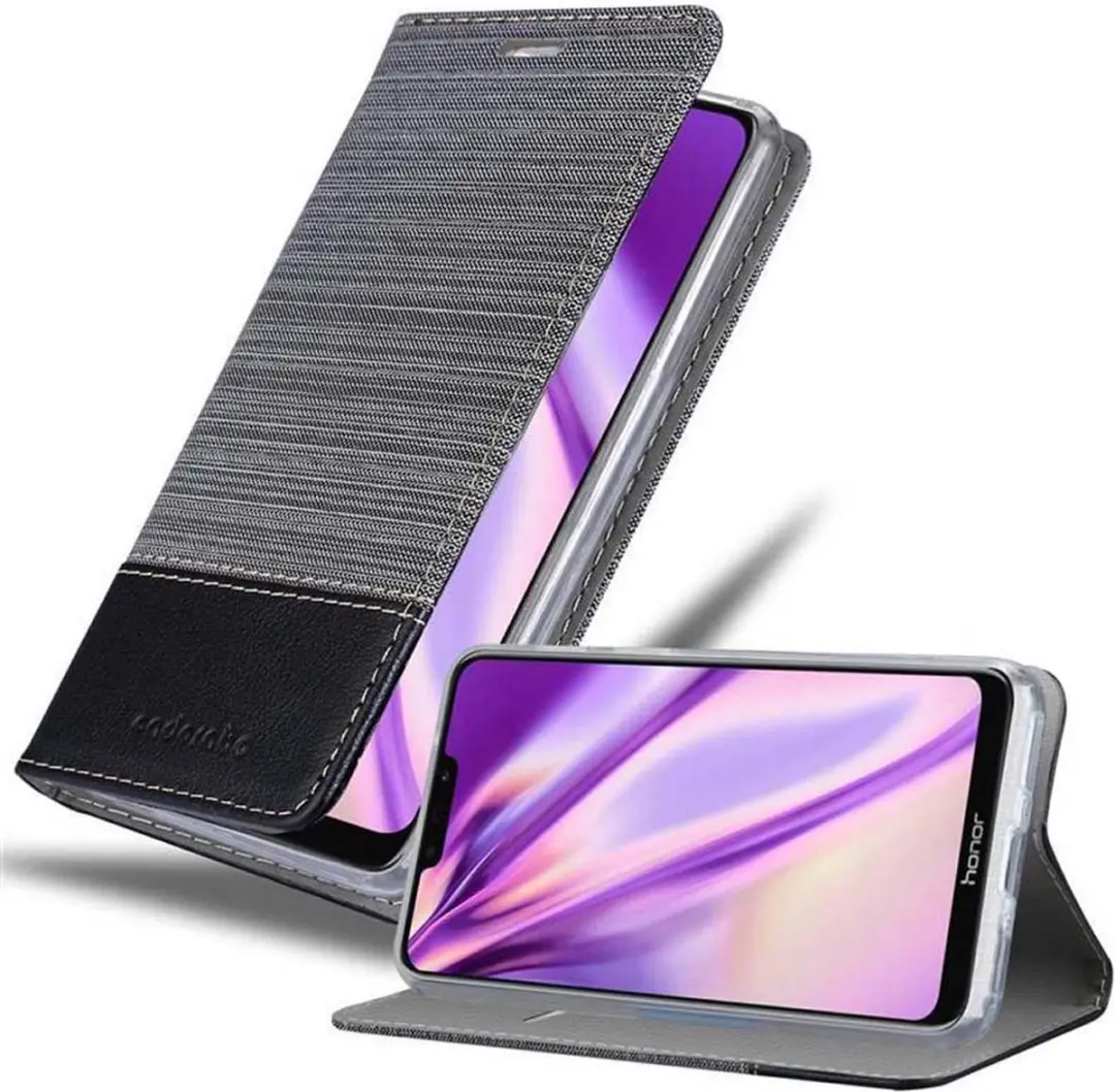 Cadorabo Hoesje geschikt voor Honor 8C in GRIJS ZWART