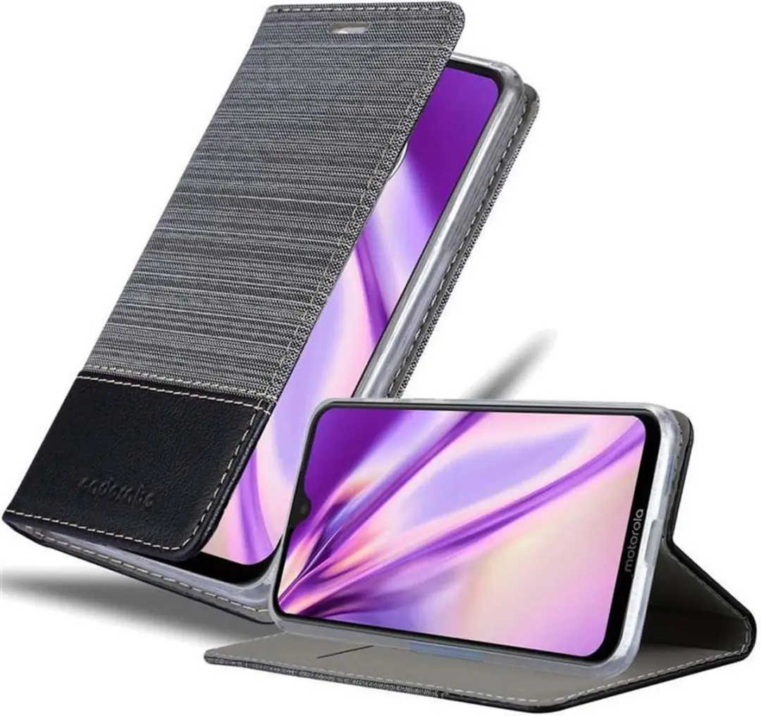 Cadorabo Hoesje geschikt voor Motorola MOTO G7 / G7 PLUS in GRIJS ZWART
