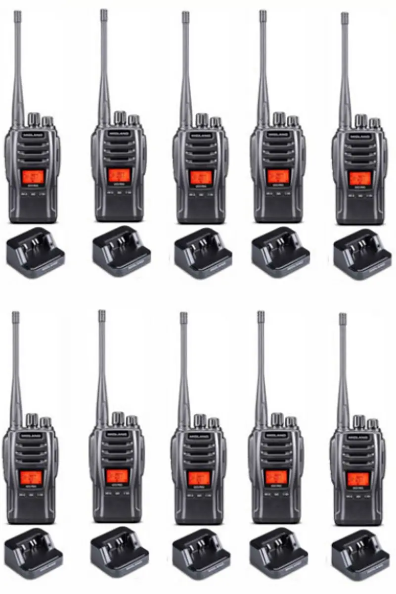 Set van 10 Midland G13 PRO UHF PMR446 / LPD69 robuuste professionele Portofoons