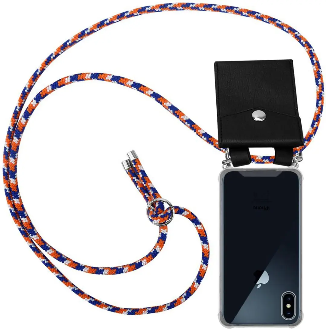 Cadorabo Hoesje geschikt voor Apple iPhone X / XS in ORANJE BLAUW WIT
