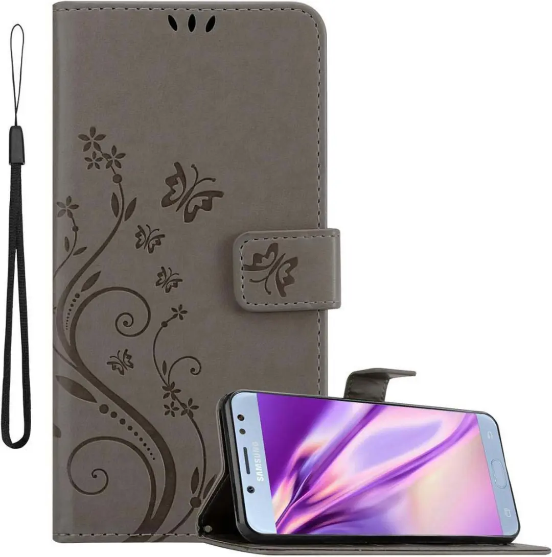 Cadorabo Hoesje geschikt voor Samsung Galaxy J5 2017 in BLOEMEN GRIJS