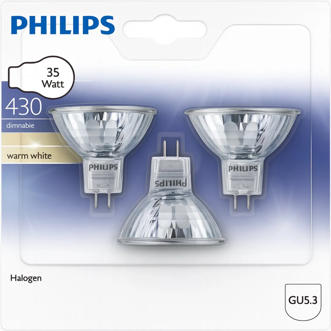 Philips LED GU5.3 35W Dimbare Halogeen Spotjes 3 Stuks