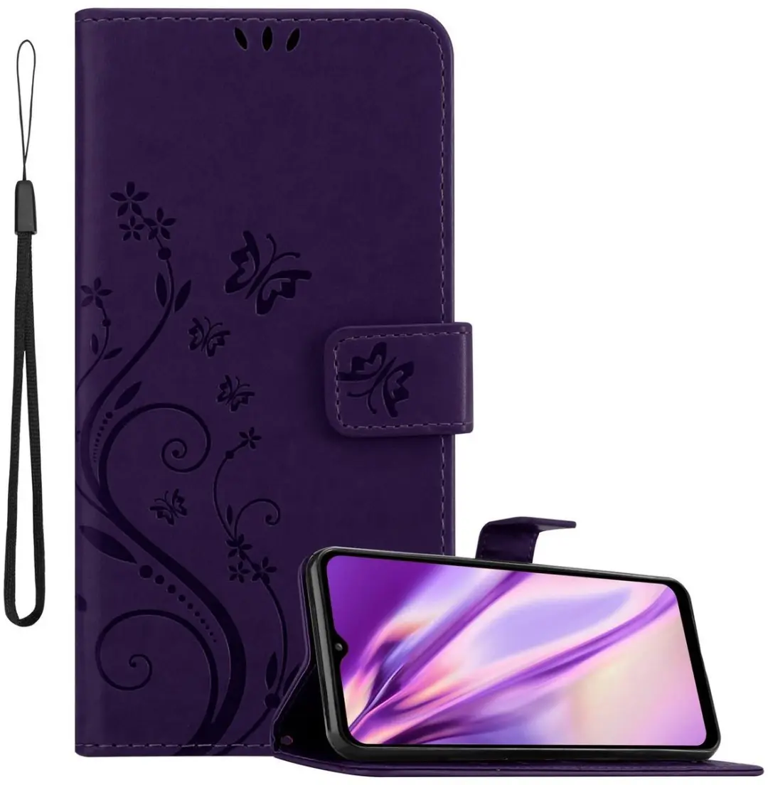Cadorabo Hoesje geschikt voor Samsung Galaxy A32 5G in BLOEMEN DONKER PAARS