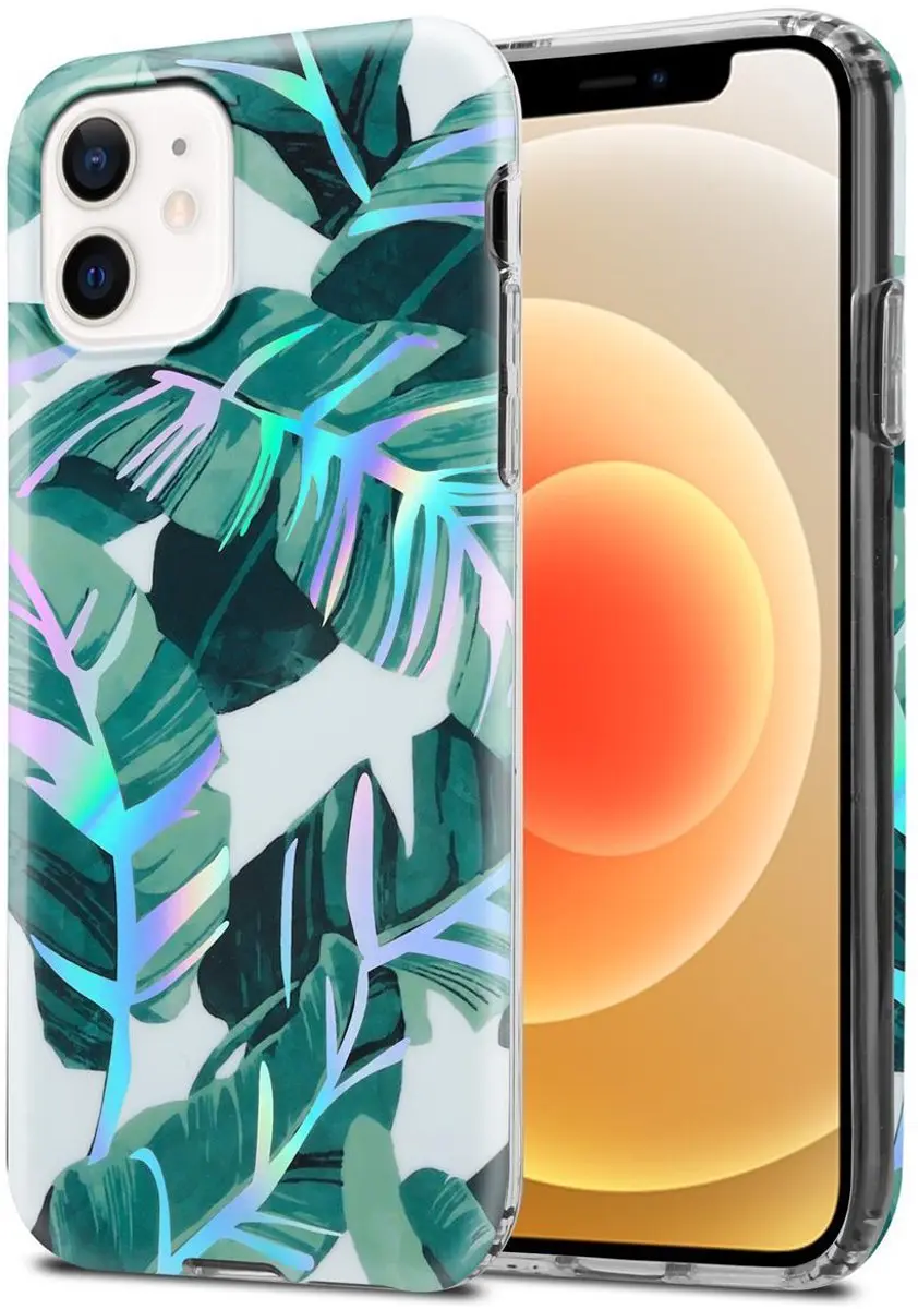 Cadorabo Hoesje geschikt voor Apple iPhone 12 / 12 PRO in BANANEN BLADEREN