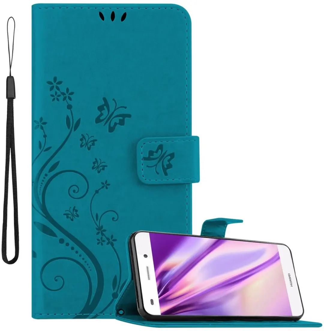 Cadorabo Hoesje geschikt voor Huawei P8 LITE 2015 in BLOEMEN BLAUW